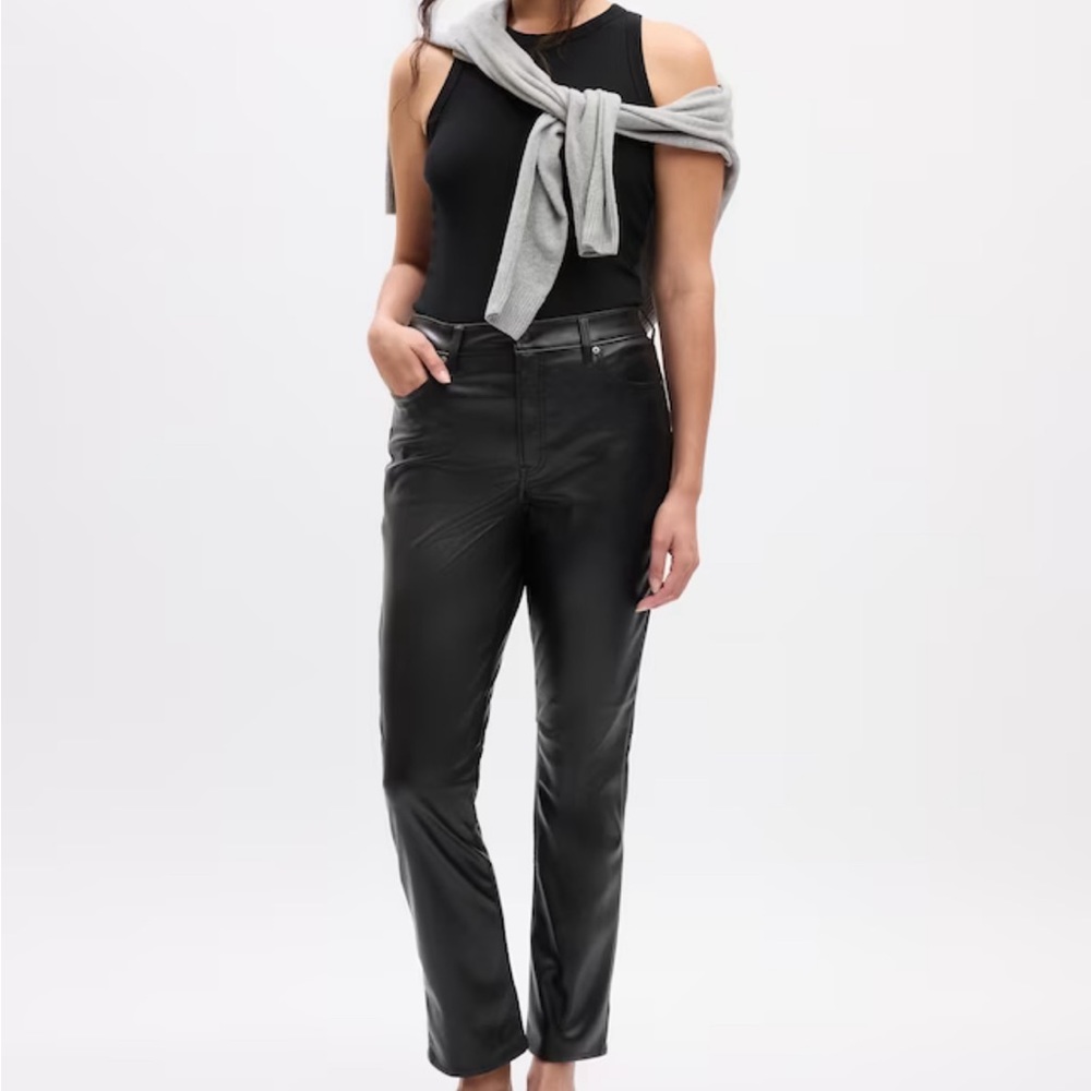 Gap Faux Leather Black Pants in black